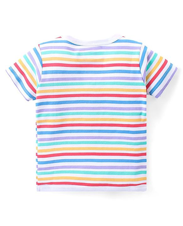 Babyhug Marvel Interlock Cotton Knit Half Sleeves Front Open Jhablas with Stripes & Avengers Graphics Pack of 3 - White & Yellow