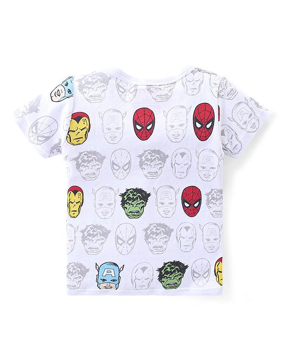 Babyhug Marvel Interlock Cotton Knit Half Sleeves Front Open Jhablas with Stripes & Avengers Graphics Pack of 3 - White & Yellow