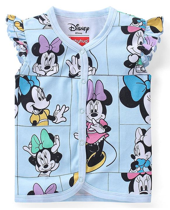 Babyhug Interlock Frill Sleeves Front Open Jhablas Minnie Mouse Print Pack of 3 - Multicolour