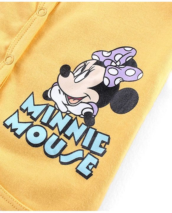 Babyhug Disney Interlock Knit Frill Sleeves Front Open Jhablas with Polka Dots &  Minnie Mouse Print Pack of 3 - Pink Yellow & Purple