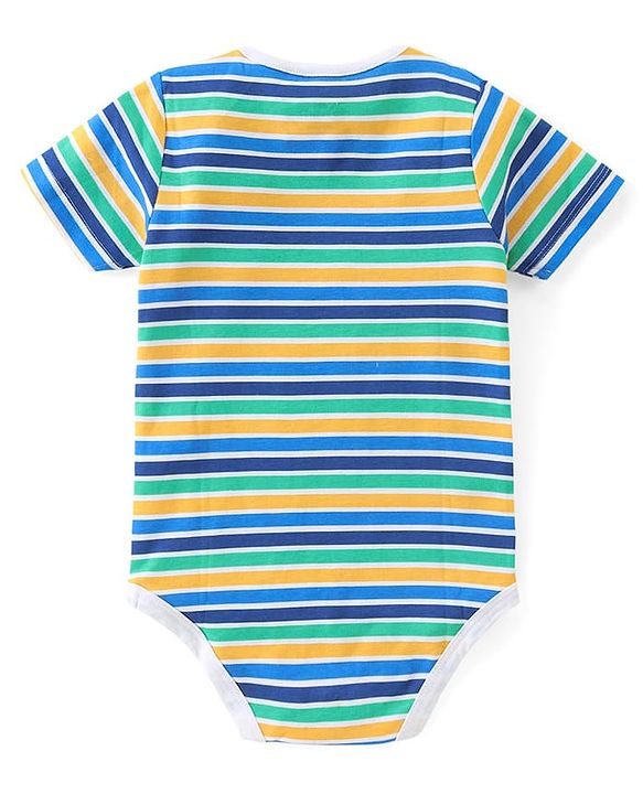 Babyhug Disney Cotton Knit Half Sleeves Onesies with Mickey Mouse Graphics Pack of 3 - Multicolour