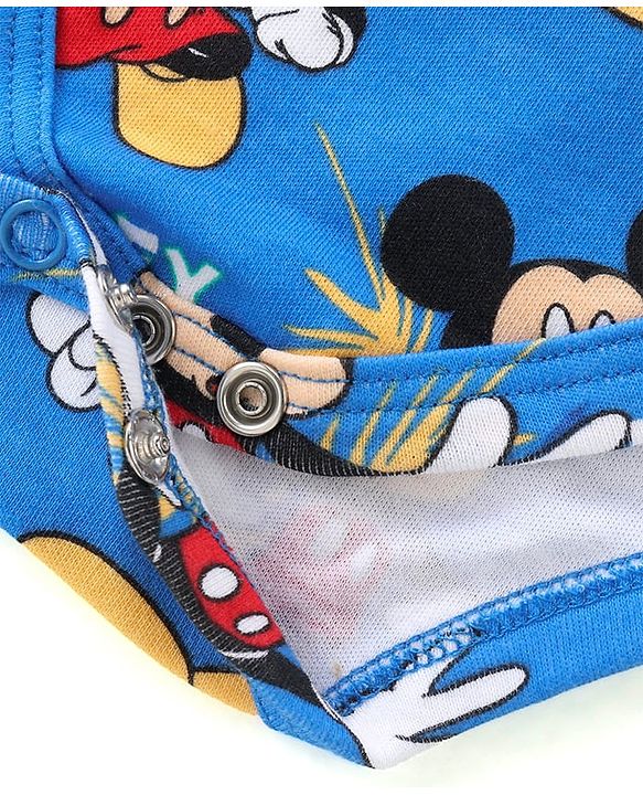 Babyhug Disney Cotton Knit Half Sleeves Onesies with Mickey Mouse Graphics Pack of 3 - Multicolour