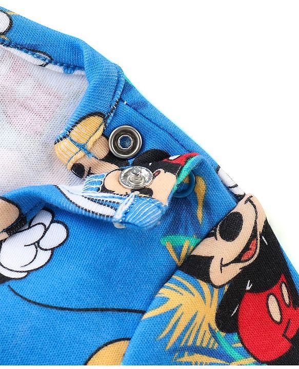 Babyhug Disney Cotton Knit Half Sleeves Onesies with Mickey Mouse Graphics Pack of 3 - Multicolour