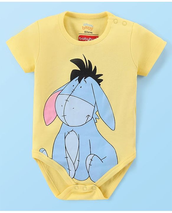 Babyhug Disney Cotton Knit Half Sleeves Onesies with Winnie The Pooh Graphics Pack of 3 - Multicolour