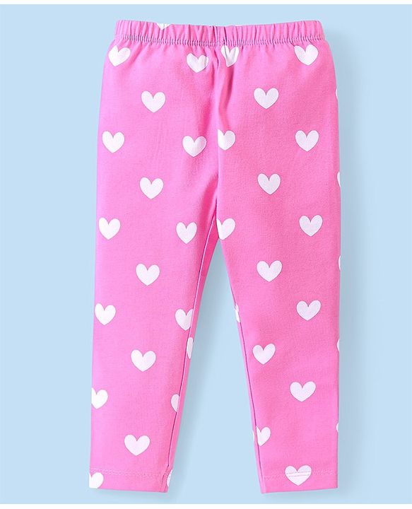 Babyhug Cotton Knit Full Length Leggings Floral & Heart Print Pack of 3  - Multicolour