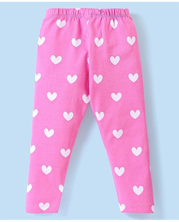 Babyhug Cotton Knit Full Length Leggings Floral & Heart Print Pack of 3  - Multicolour