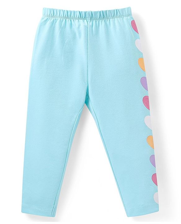 Babyhug Cotton Knit Full  Length Leggings Polka Dots &  Heart Print Pack of 3 - Multicolour