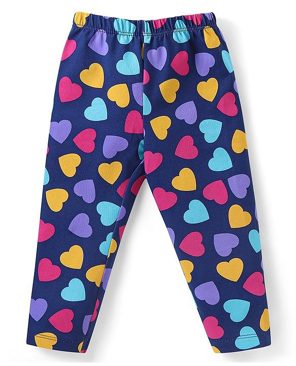 Babyhug Cotton Knit Full  Length Leggings Polka Dots &  Heart Print Pack of 3 - Multicolour