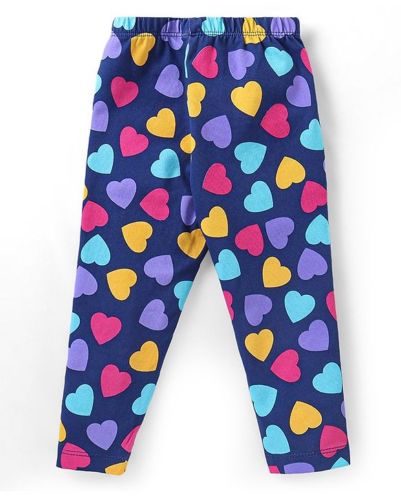 Babyhug Cotton Knit Full  Length Leggings Polka Dots &  Heart Print Pack of 3 - Multicolour