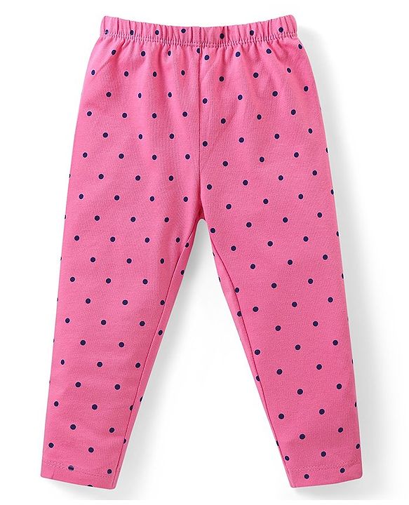 Babyhug Cotton Knit Full  Length Leggings Polka Dots &  Heart Print Pack of 3 - Multicolour