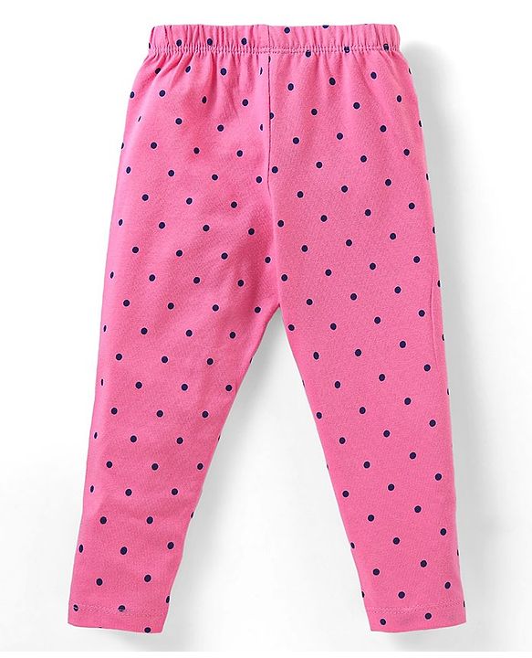 Babyhug Cotton Knit Full  Length Leggings Polka Dots &  Heart Print Pack of 3 - Multicolour