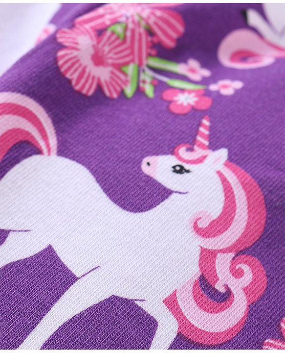 Babyhug Cotton Knit Full Length Leggings with Polka Dots & Unicorn Print Pack of 3 - Multicolour