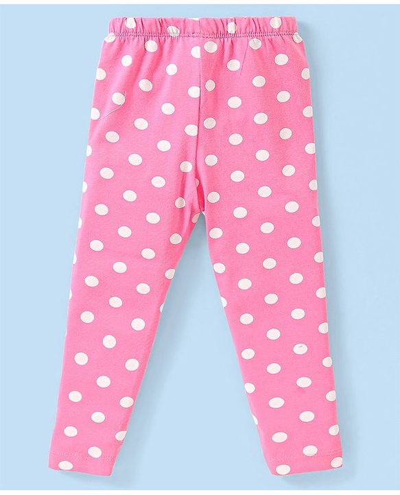 Babyhug Cotton Lycra Knit Full Length Leggings with Floral & Polka Dot Print Pack of  2 - Multicolour