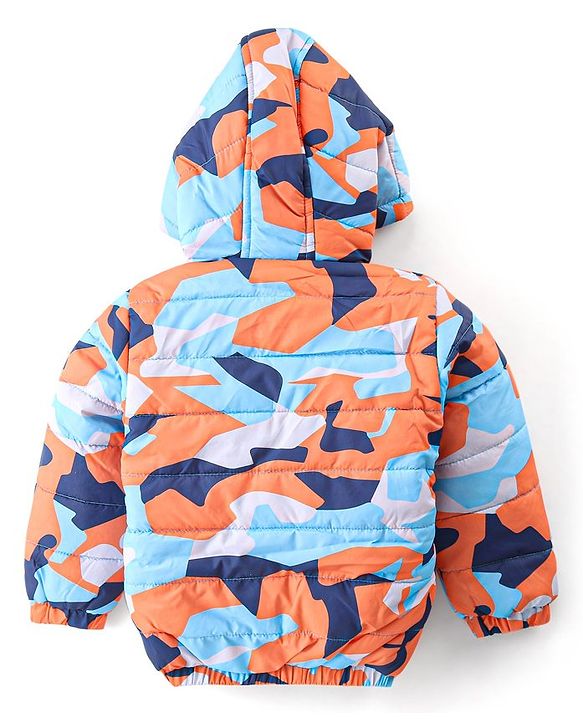 Babyhug Full Sleeves Hooded & Padded Jacket Camouflage Print - Orange
