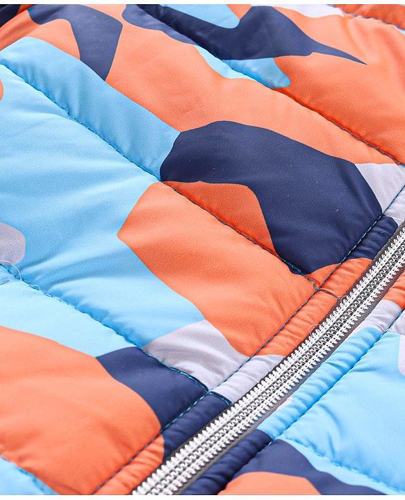 Babyhug Full Sleeves Hooded & Padded Jacket Camouflage Print - Orange