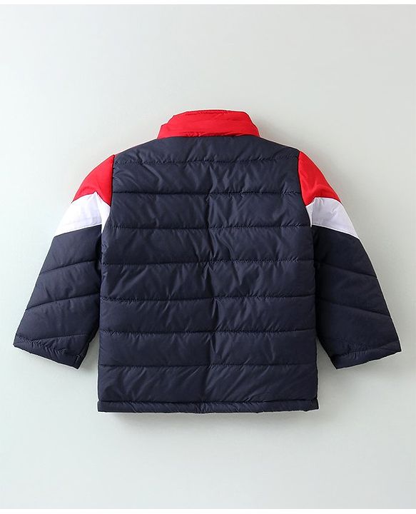 Babyhug Woven Full Sleeves Jacket with Removable Hoods - Red & Navy