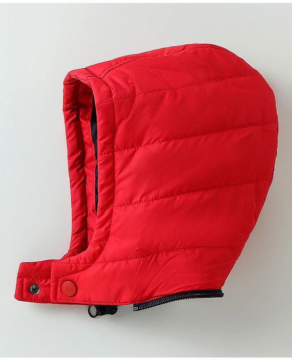 Babyhug Woven Full Sleeves Jacket with Removable Hoods - Red & Navy