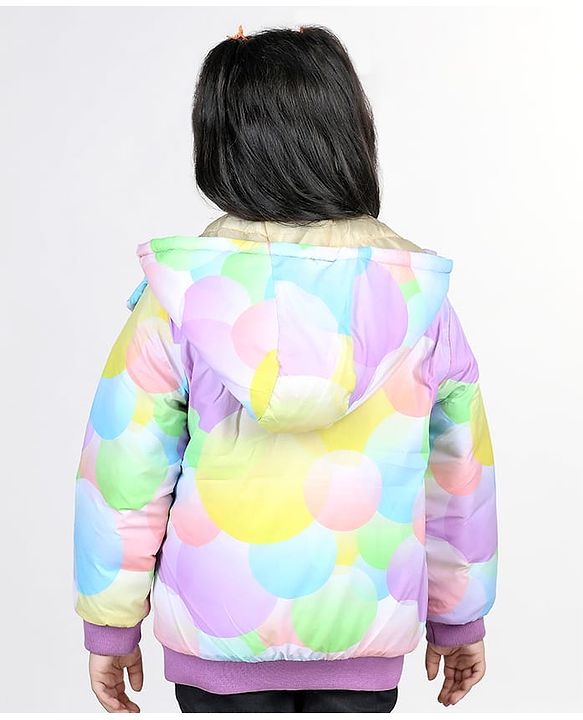 Babyhug Woven Full Sleeves Jacket with Removable Hood & Circle Print - Multicolour