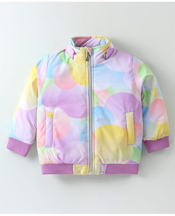 Babyhug Woven Full Sleeves Jacket with Removable Hood & Circle Print - Multicolour