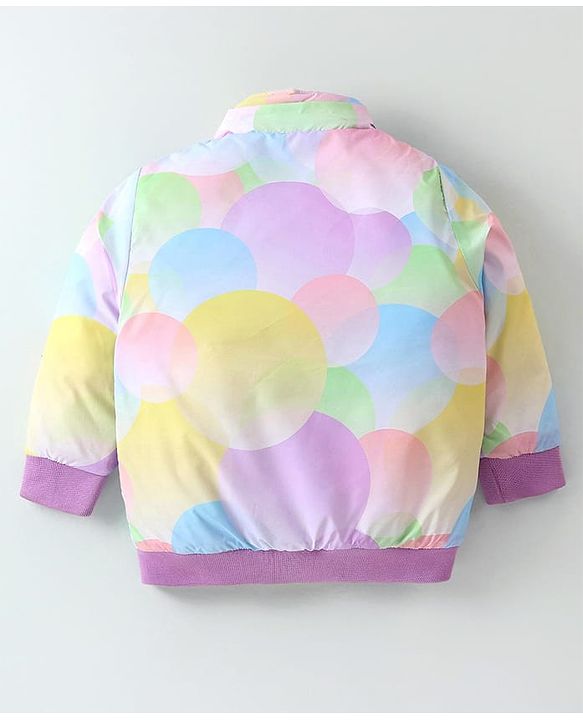 Babyhug Woven Full Sleeves Jacket with Removable Hood & Circle Print - Multicolour