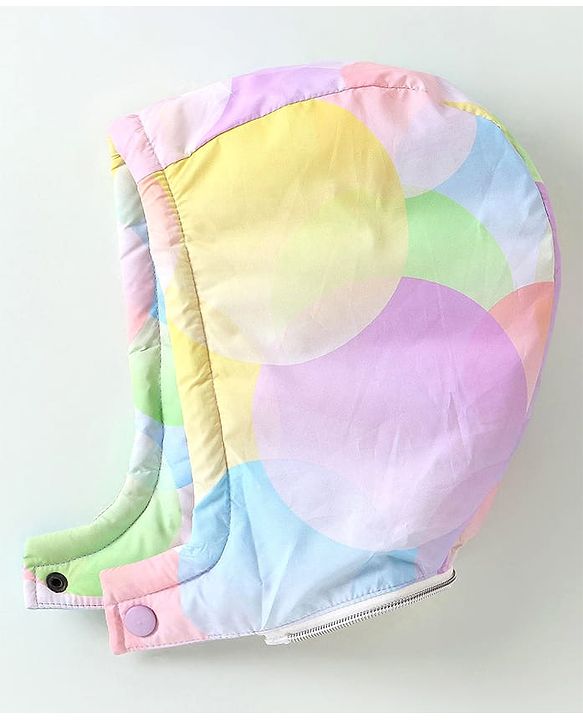 Babyhug Woven Full Sleeves Jacket with Removable Hood & Circle Print - Multicolour