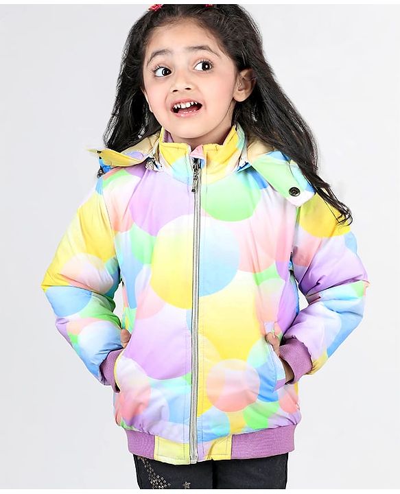 Babyhug Woven Full Sleeves Jacket with Removable Hood & Circle Print - Multicolour