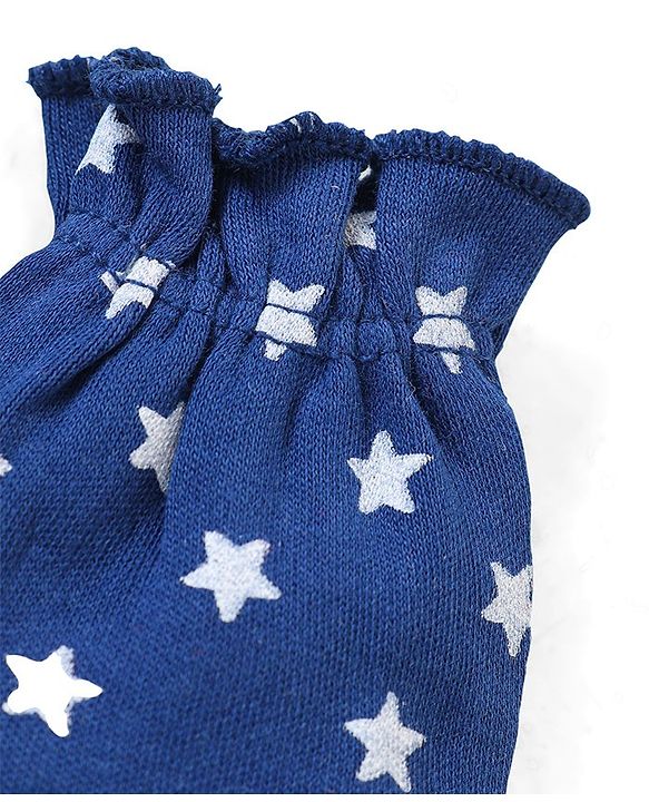 Babyhug 100% Cotton Mittens & Booties Set Star Print - Navy Blue