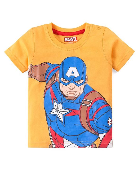 Babyhug Marvel Cotton Knit Half Sleeves T-Shirts  with Striped & Avengers Graphics Pack of 3 - Multicolour