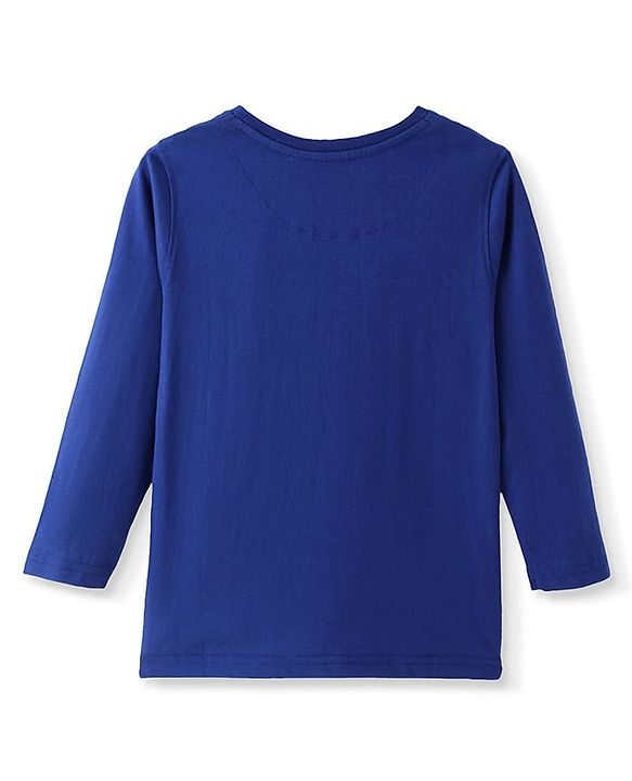 Pine Kids Cotton Knit Full Sleeves T-Shirt with Text Print - Blue