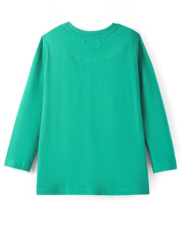 Pine Kids Cotton Knit Full Sleeves T-Shirt With Text Print - Mint