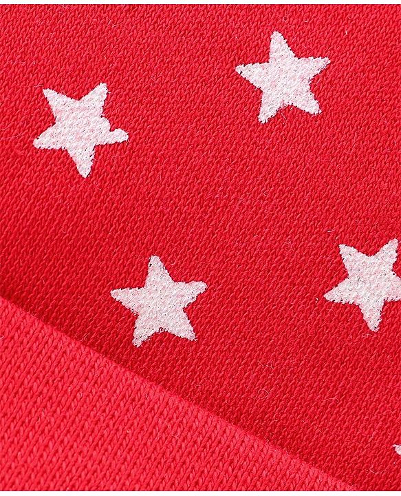 Babyhug 100% Cotton Cap Mittens & Booties Set Star Print - Red