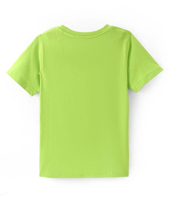 Pine Kids Cotton Knit Half Sleeves T-Shirt with Text Graphics - Lime Green
