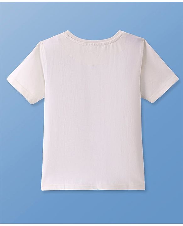 Pine Kids Cotton Knit Half Sleeves Text Printed T-Shirt - White
