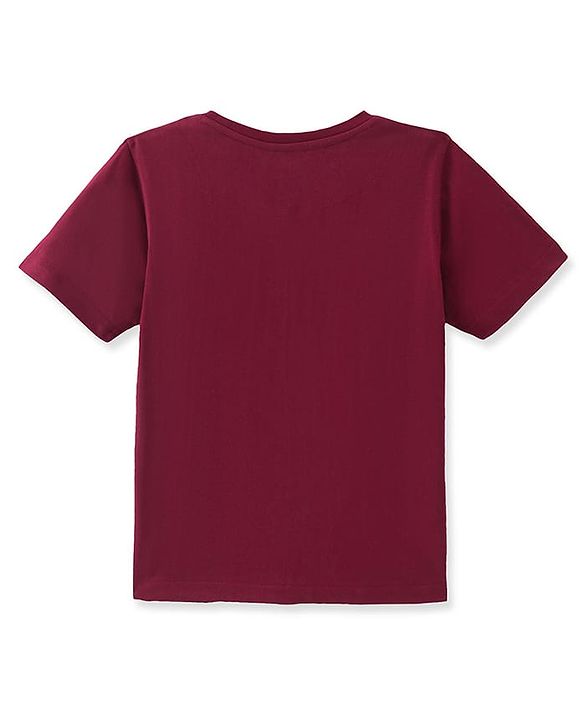 Pine Kids Cotton Knit Half Sleeves Text Printed T-Shirt - Dark Red