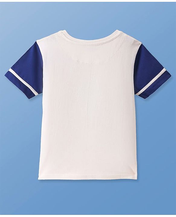 Pine Kids Cotton Knit Half Sleeves Text Printed T-Shirt - White