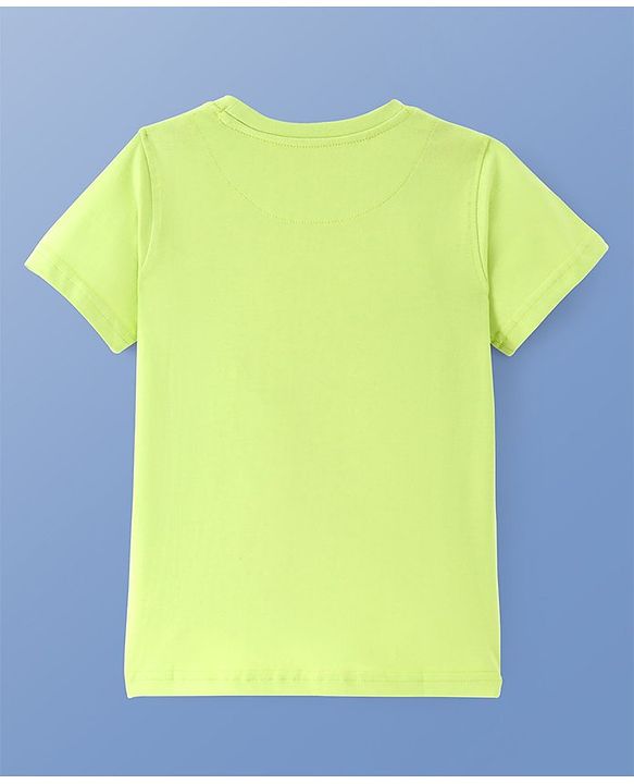 Pine Kids Cotton Knit Half Sleeves T-Shirts with Gamepad & Text Print - Lime