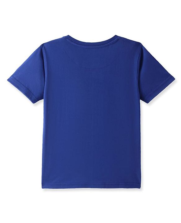 Pine Kids Cotton Knit Half Sleeves Text Printed T-Shirt - Navy Blue