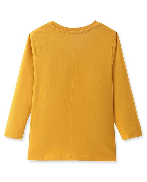 Pine Kids Cotton Knit Full Sleeves T-Shirt with Text Print - Golden
