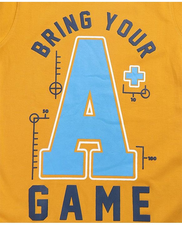 Pine Kids Cotton Knit Full Sleeves T-Shirt with Text Print - Golden