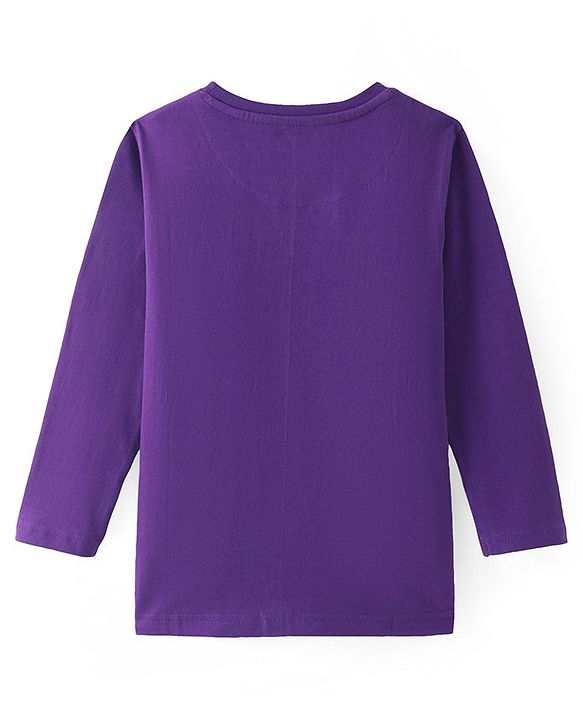 Pine Kids Cotton Knit Full Sleeves Text Printed T-Shirt - Violet