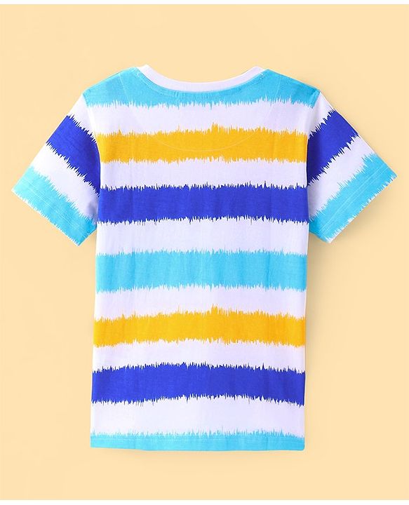 Pine Kids Cotton Knit Half Sleeves  T-Shirt with  Gradient Stripes - Multicolor