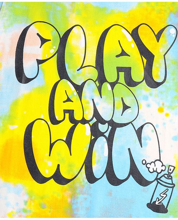 Pine Kids Cotton Knit Half Sleeves T-Shirts with Play And Win Print - White