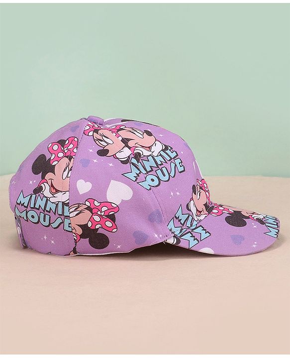 Babyhug Disney Summer Cap With Minnie Mouse Graphics - Purple
