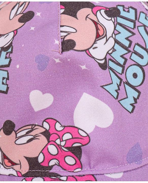 Babyhug Disney Summer Cap With Minnie Mouse Graphics - Purple