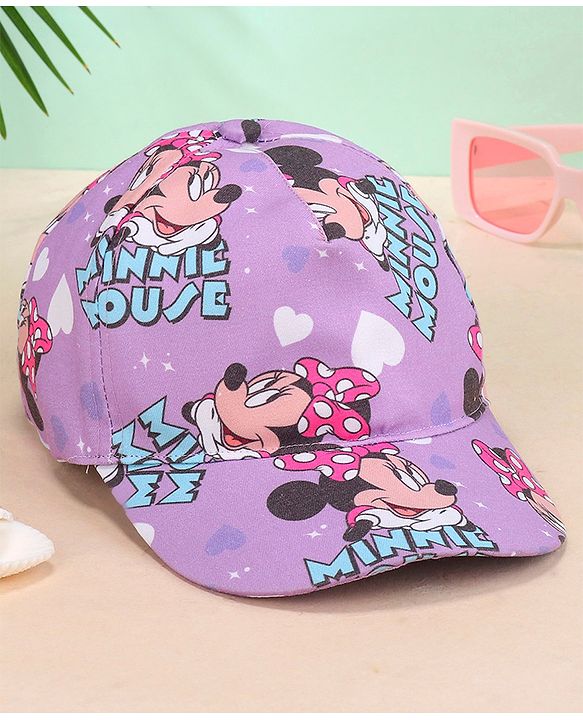 Babyhug Disney Summer Cap With Minnie Mouse Graphics - Purple