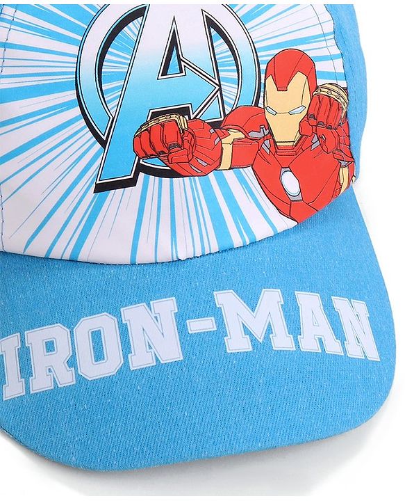 Babyhug Marvel  Summer Cap With Avengers Graphics - Blue