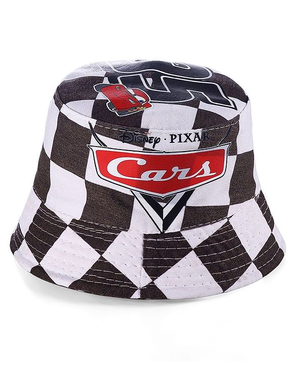 Babyhug Disney Summer Cap With Cars Graphics - White & Black