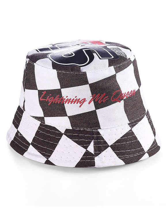 Babyhug Disney Summer Cap With Cars Graphics - White & Black