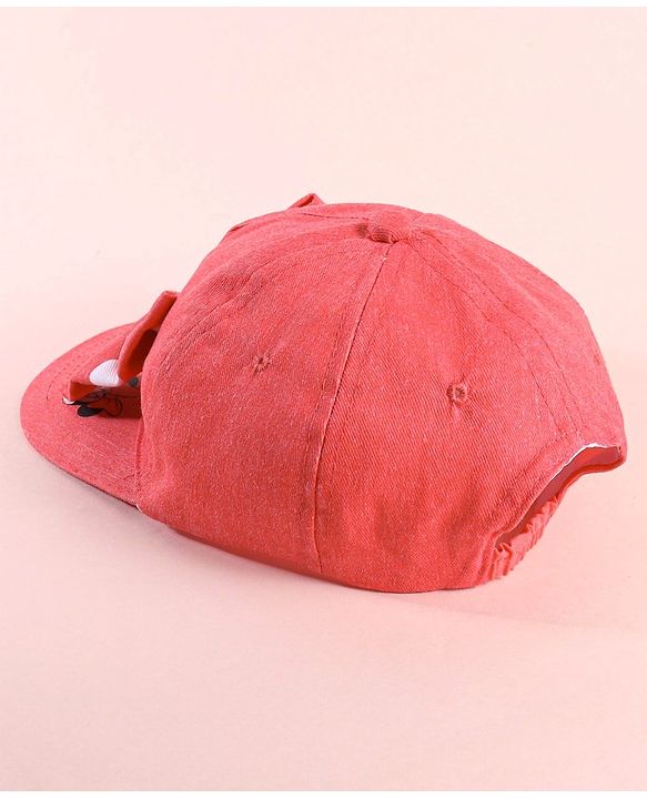 Babyhug Disney  Summer Cap With Minnie Mouse Graphics & Bow Applique - Red