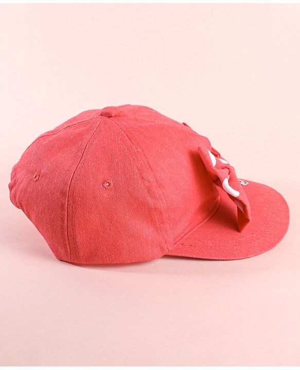 Babyhug Disney  Summer Cap With Minnie Mouse Graphics & Bow Applique - Red
